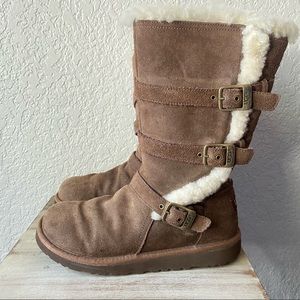 Ugg Brown 3 Buckle Fluffy Winter Boots